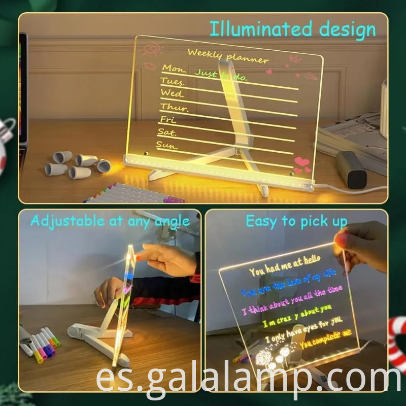 Tablero de dibujo de luz LED creativo para el tablero de mensajes de decoración del hogar
